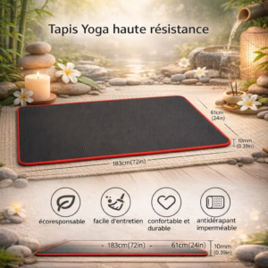 Tapis de Yoga Haute Résistance Qi KongSpirit – Confort & Adhérence (183x61x1cm)